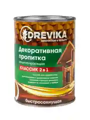 Декоративная пропитка для дерева Drevika Классик 2 в 1, полуматовая, 0,75 л, дуб