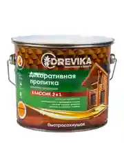 Декоративная пропитка для дерева Drevika Классик 2 в 1, полуматовая, 2,7 л, калужница
