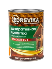 Декоративная пропитка для дерева Drevika Классик 2 в 1, полуматовая, 0,75 л, орегон