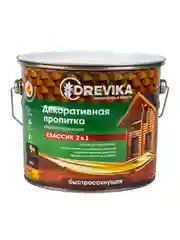 Декоративная пропитка для дерева Drevika Классик 2 в 1, полуматовая, 2,7 л, орех