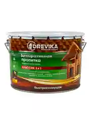 Декоративная пропитка для дерева Drevika Классик 2 в 1, полуматовая, 9 л, орех