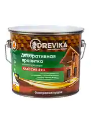 Декоративная пропитка для дерева Drevika Классик 2 в 1, полуматовая, 2,7 л, бесцветная