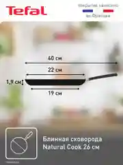 Серый блинная сковорода 22 см Tefal Natural Cook 04213522