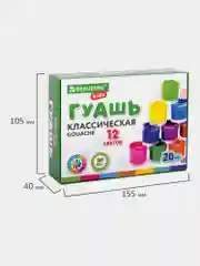 Гуашь (краска) для рисования школьная Brauberg Kids New, 12 цветов по 20 мл, 880627