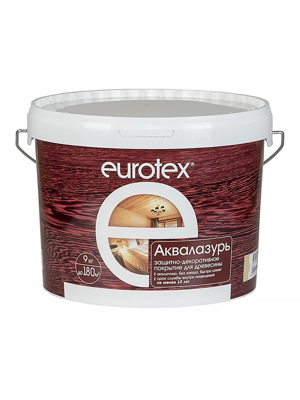 Защитно-декоративное покрытие для дерева Eurotex Аквалазурь, 9 кг, бесцветное