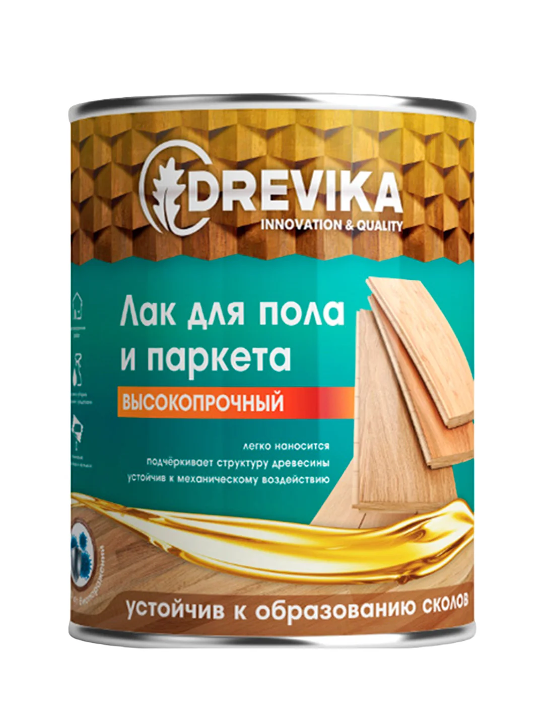 Лак для паркета и мебели Drevika, алкидный, глянцевый, 0,8 кг