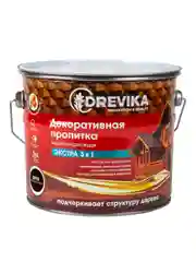 Декоративная пропитка для дерева Drevika Экстра 3 в 1, полуматовая, 3 л, орех