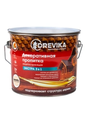 Декоративная пропитка для дерева Drevika Экстра 3 в 1, полуматовая, 3 л, ваниль