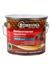 Декоративная пропитка для дерева Drevika Экстра 3 в 1, полуматовая, 3 л, олива