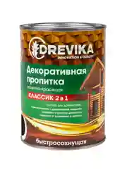 Декоративная пропитка для дерева Drevika Классик 2 в 1, полуматовая, 0,75 л, палисандр