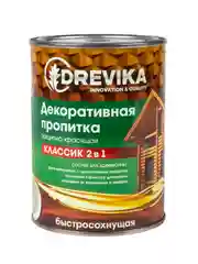 Декоративная пропитка для дерева Drevika Классик 2 в 1, полуматовая, 0,75 л, белая