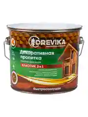 Декоративная пропитка для дерева Drevika Классик 2 в 1, полуматовая, 2,7 л, дуб