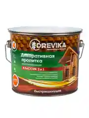 Декоративная пропитка для дерева Drevika Классик 2 в 1, полуматовая, 2,7 л, орегон