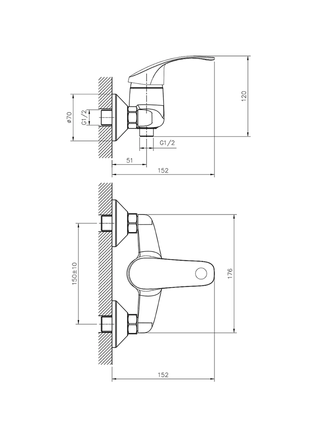 Смеситель для душа Decoroom DR71055, однорычажный, хром