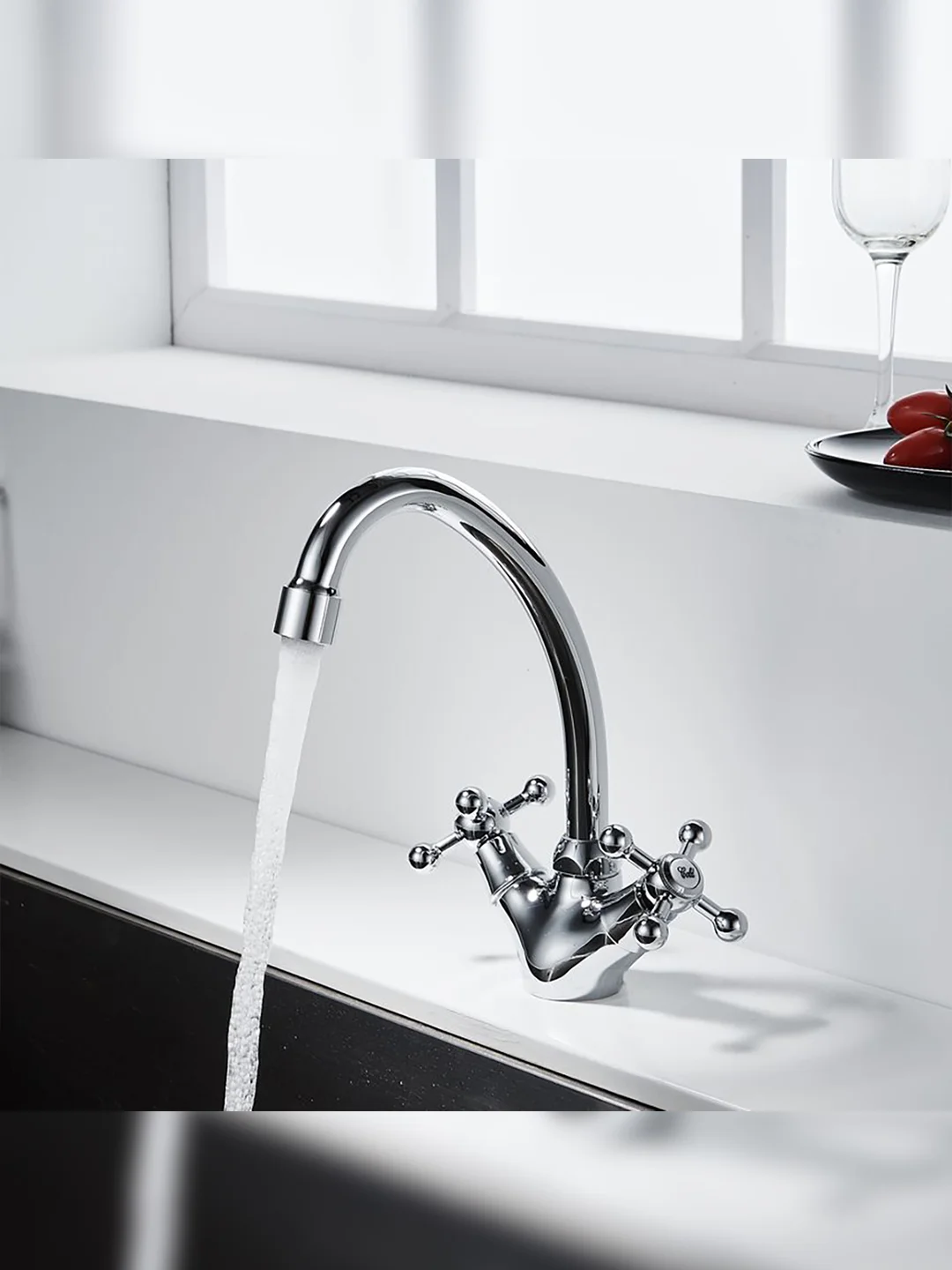 Смеситель для кухни Decoroom DR54028, двухвентильный, хром