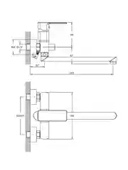 Смеситель для ванны с душем Decoroom DR20043, с длинным изливом, однорычажный, хром