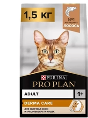 Сухой корм для кошек PRO PLAN Adult DERMA CARE для взрослых кошек, с лососем1,5 кг