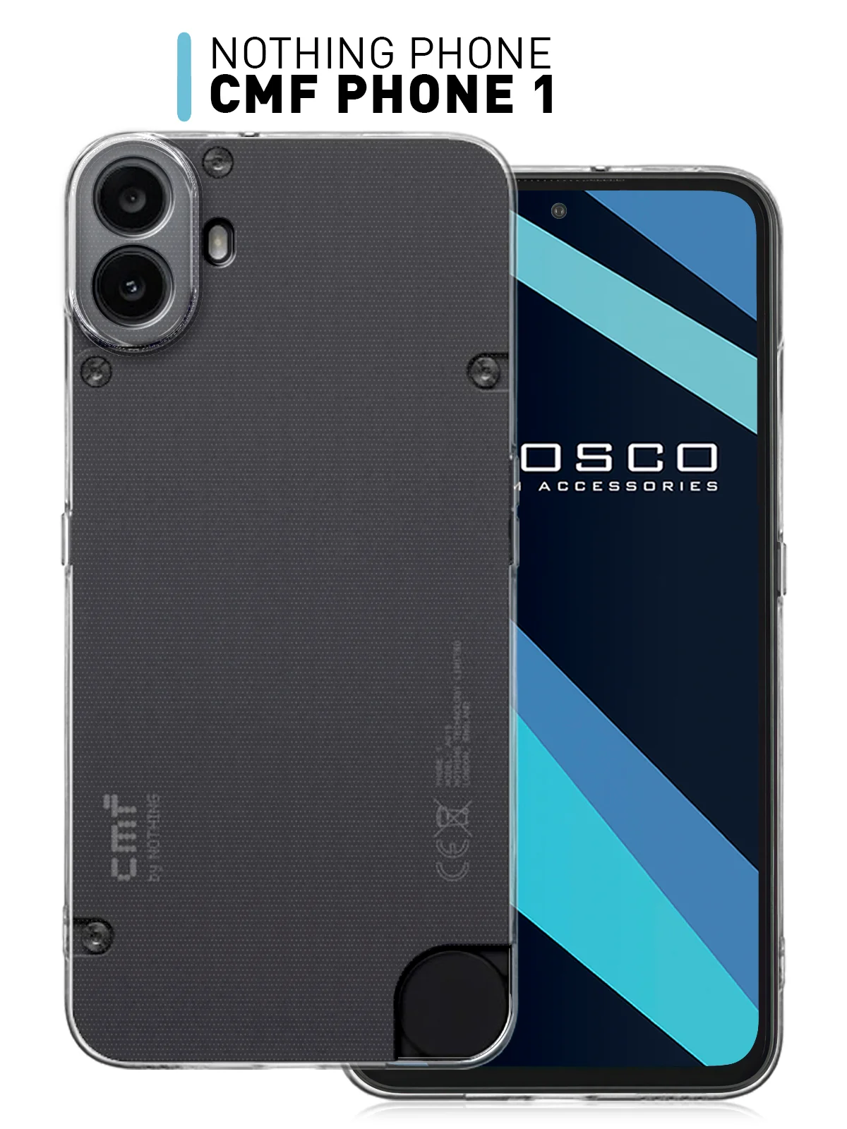 Прозрачный чехол для Nothing CMF Phone 1 силиконовый ROSCO матовый/ прозрачный тонкий с защитой камер