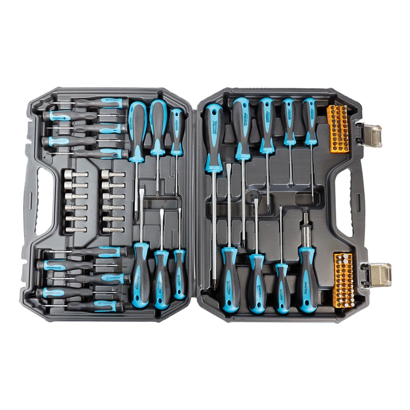 Набор отверток, головок, реверс, 100 штук, PH,PZ,SL,TORX,TORXH,HEX,S, 4-12 мм