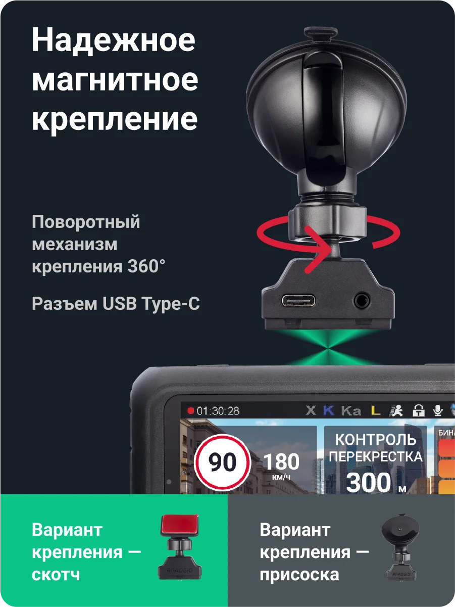 Видеорегистратор Roadgid Premier 3 Carbon с сигнатурным радар-детектором, Wi-Fi и GPS