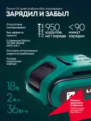 Зеленый ударный аккумуляторный шуруповерт Rokodil Twist 2 Pro Impact 18V, дрель шуруповёрт 18В