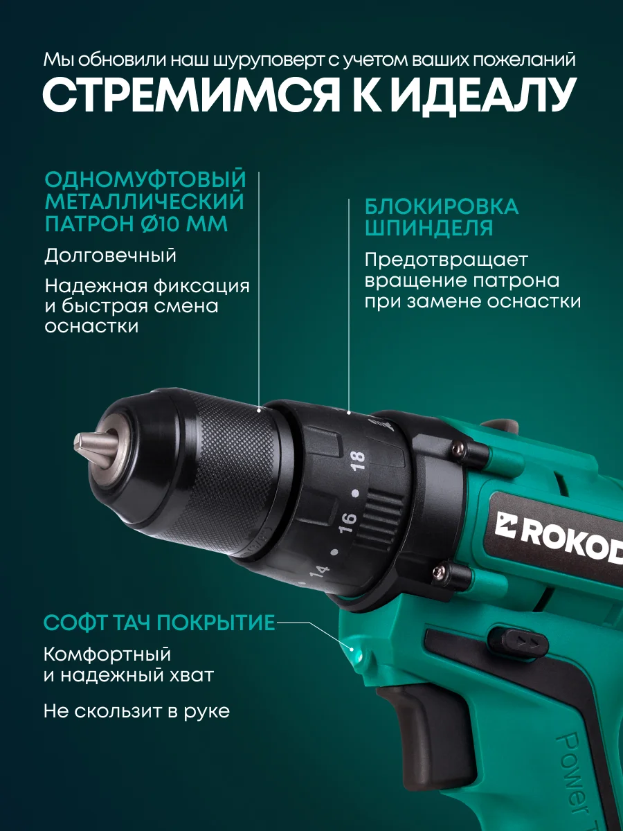 Rokodil дрель-шуруповерт Twist 2 Pro Impact (2 АКБ)