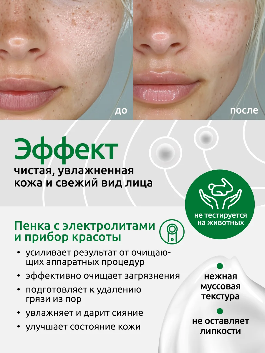 Пенка-мусс Readyskin Care Ionica очищающая с электролитами для всех типов кожи, 150 мл