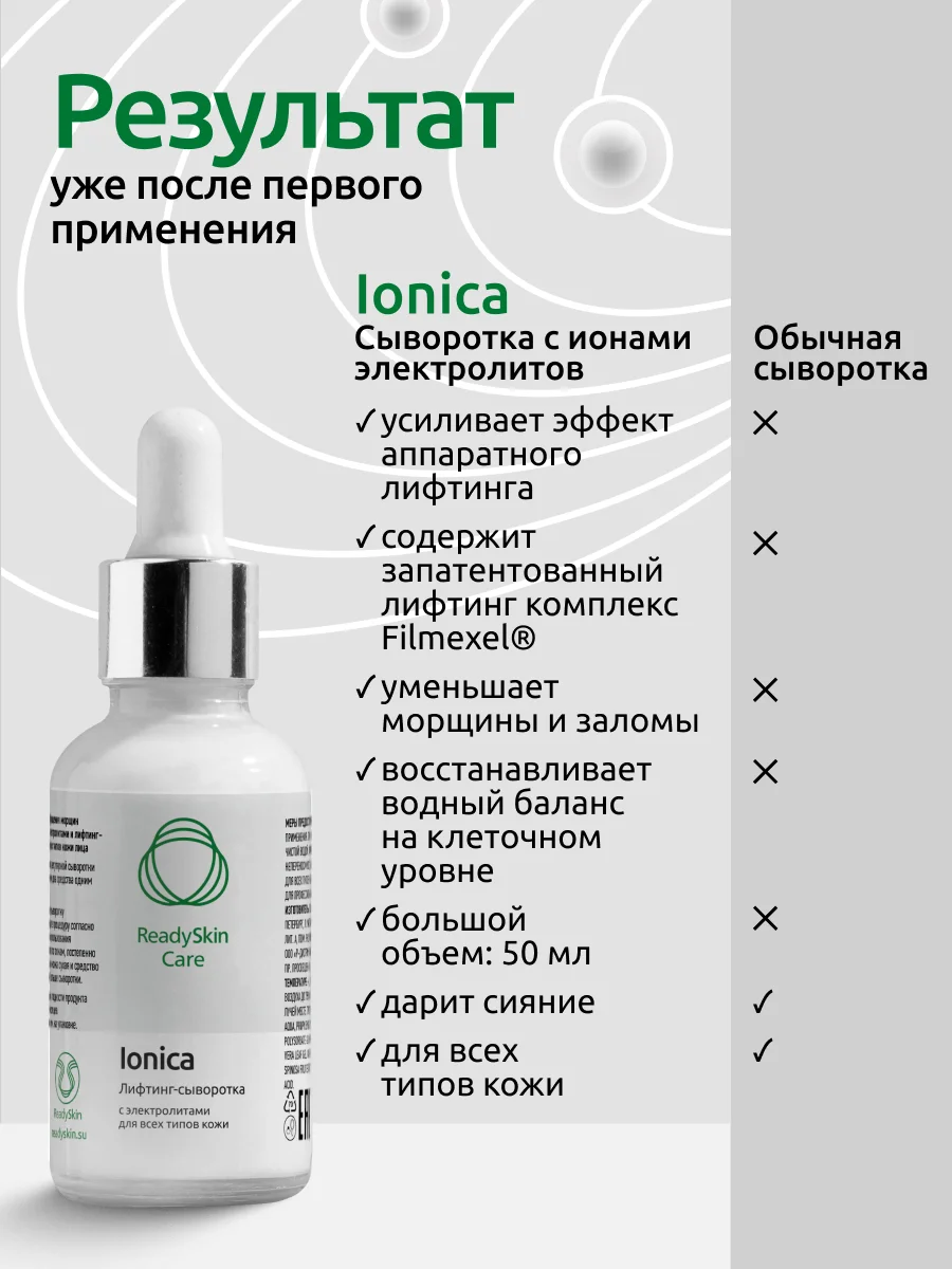 Лифтинг-сыворотка Readyskin Care Ionica с электролитами, 50 мл