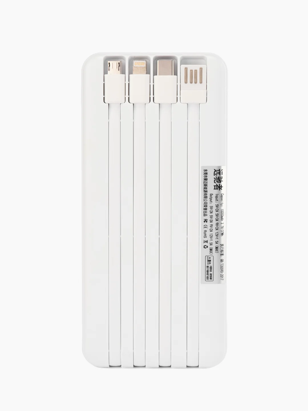 Белый повербанк 20000mah / Портативный внешний аккумулятор powerbank со встроенными кабелями