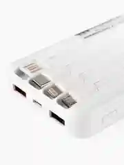 Белый повербанк 20000mah / Портативный внешний аккумулятор powerbank со встроенными кабелями