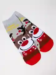 Серый носки детские новогодние хлопковые, подарок на новый год