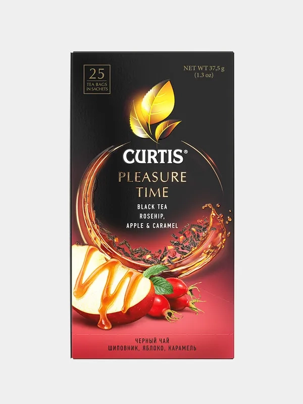 Чай черный Curtis Pleasure Time, 25 пакетиков, c шиповником и яблоком, 37,5 г