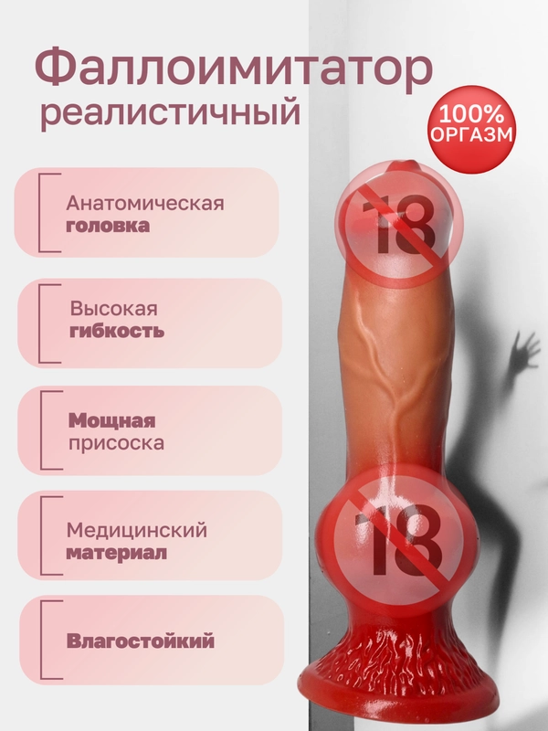 Фаллоимитатор на присоске, реалистичный член, силиконовый фаллос для секса