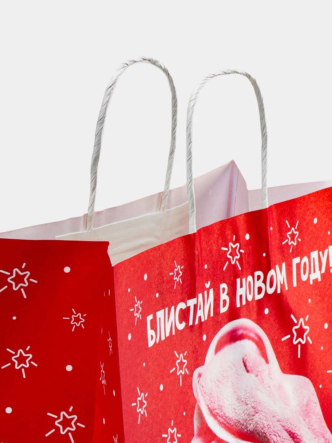 Красный пакет новогодний, подарочный, 38 х 28 х 15 см