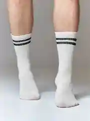 Белый мужские спортивные носки с полосками, хлопковые, удобные, белые/чёрные