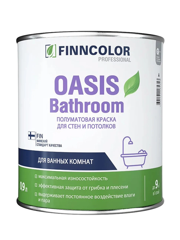 Краска для влажных помещений Oasis Bathroom (Оазис Басрум) FINNCOLOR 0,9л (база С)