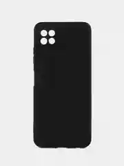 Черный чехол силиконовый для Samsung Galaxy A22 5G, A22S 5G матовый с микрофиброй Silicone Case