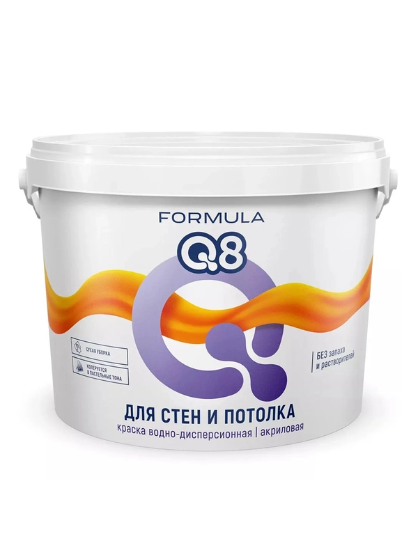Краска для стен и потолка водно-дисперсионная Formula Q8, матовая, белая, 13 кг