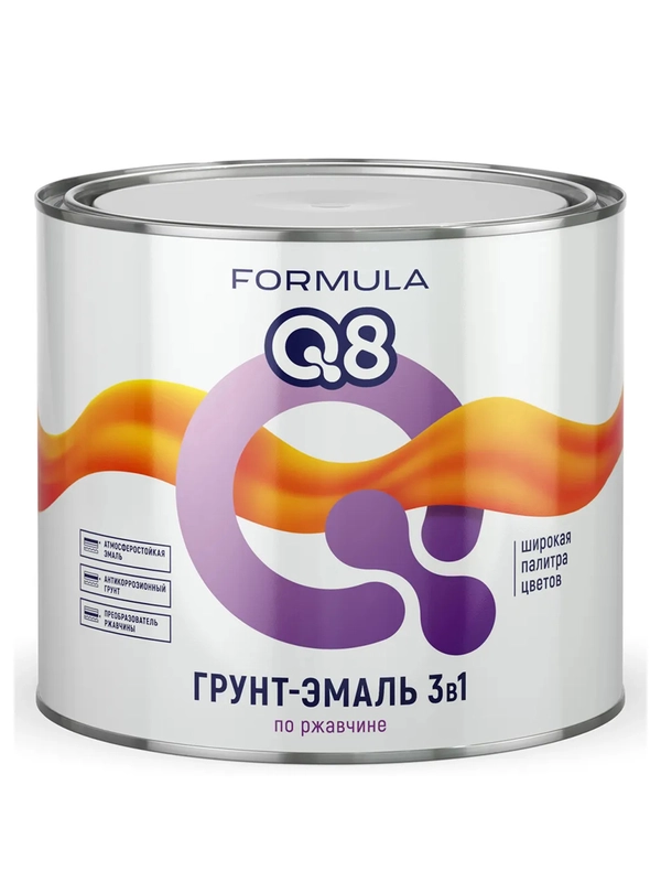 Грунт-эмаль по ржавчине Formula Q8 3 в 1, матовая, 1,9 кг, белая