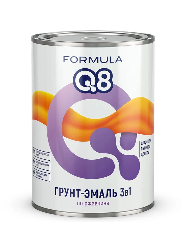 Грунт-эмаль по ржавчине Formula Q8 3 в 1, матовая, 0,9 кг, желтая