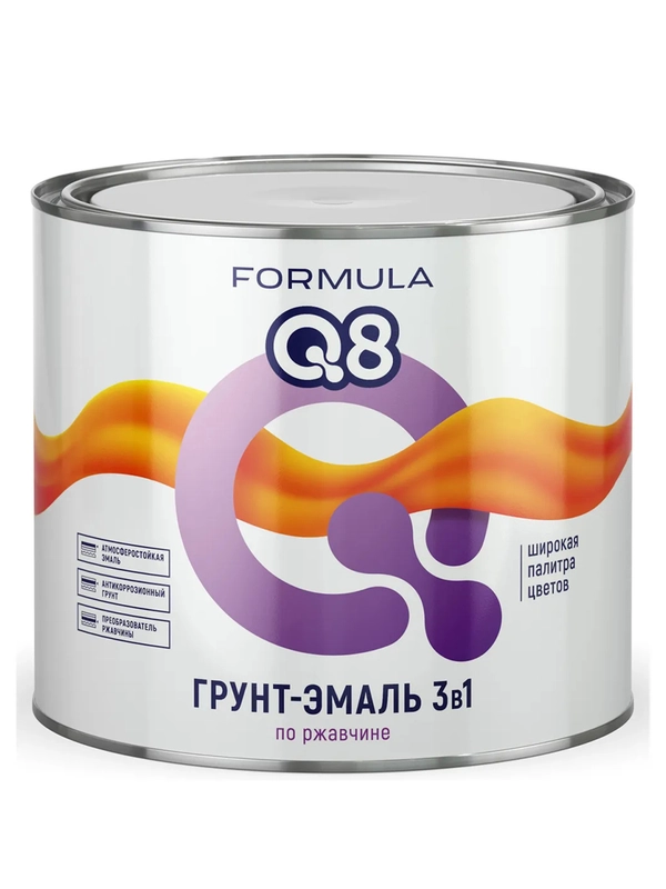 Грунт-эмаль по ржавчине Formula Q8 3 в 1, матовая, 1,9 кг, красная