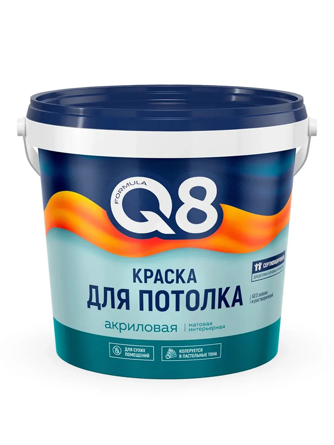 Краска для потолка водно-дисперсионная Formula Q8, акриловая, матовая, белая, 1,4 кг