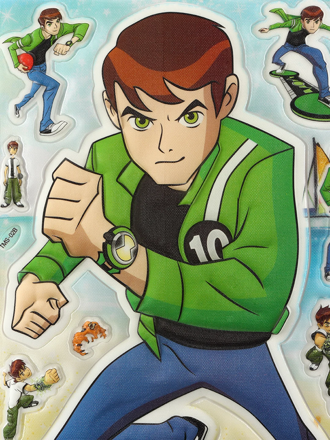 Тёмно-зелёный 3d Наклейки Ben 10 & Аниме 46х25 см микс 6 видов
