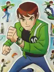 Тёмно-зелёный 3d Наклейки Ben 10 & Аниме 46х25 см микс 6 видов