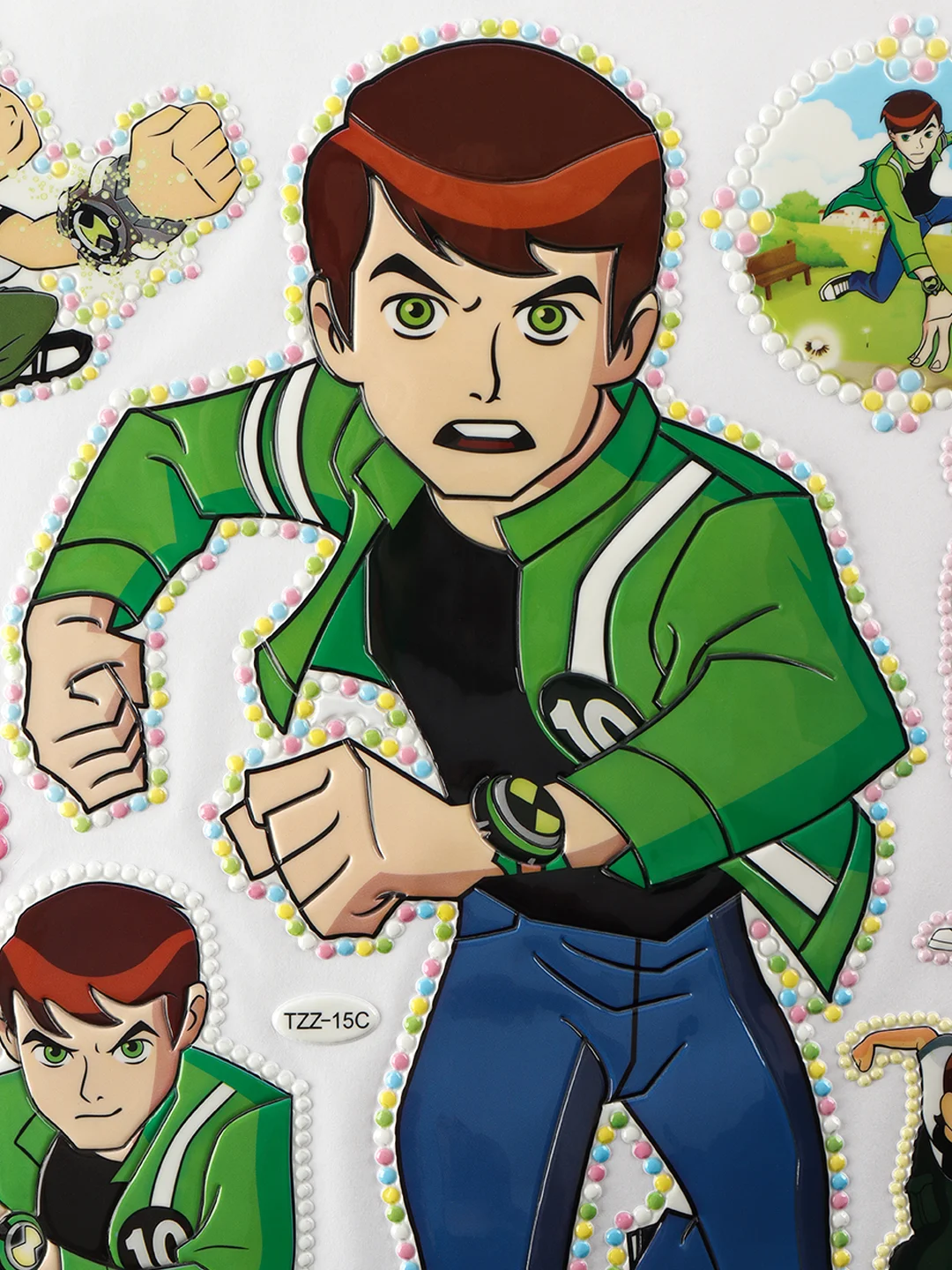 Зеленый 3d Наклейки Ben 10 & Аниме 46х25 см микс 6 видов