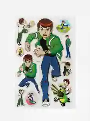 Зеленый 3d Наклейки Ben 10 & Аниме 46х25 см микс 6 видов