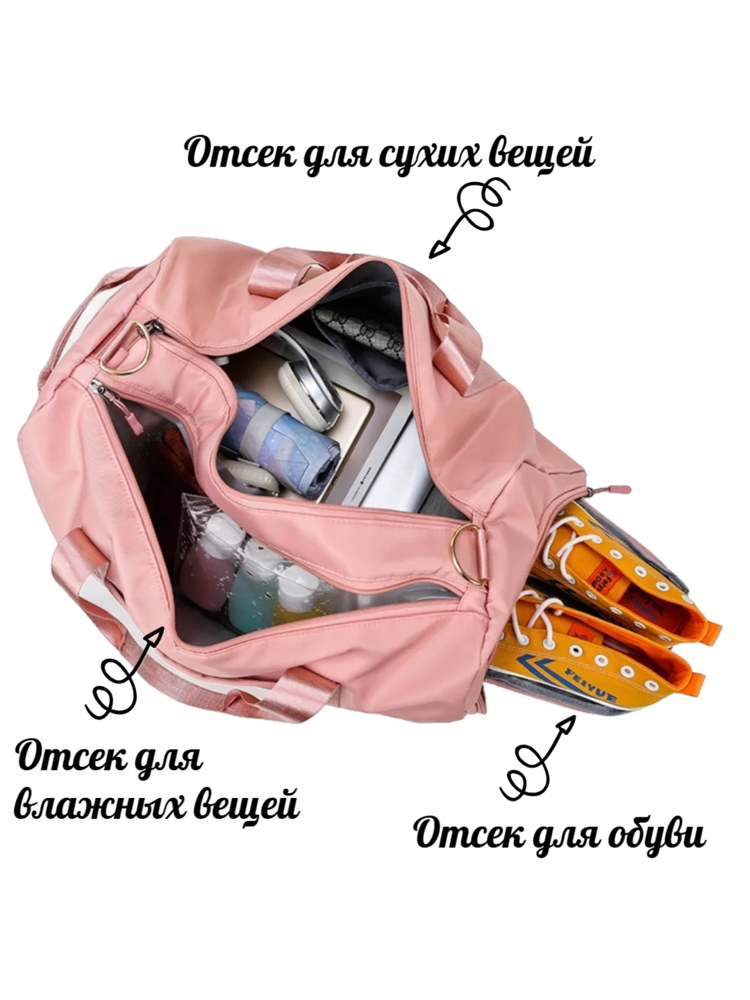 Фиолетовый спортивная, дорожная сумка, с отсеками для обуви и влажной одежды, большая, маленькая