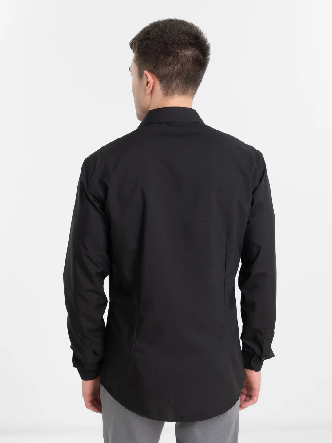 Черный рубашка классическая с длинным рукавом, приталенная Slim fit