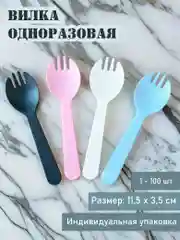 Голубой ложка / вилка 1-100шт в индивидуальной упаковке одноразовая, пластиковая, для бенто торта