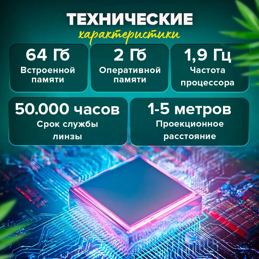 Портативный проектор Lingbo T8 Max, с портом, HDMI, Wi-Fi, Full HD, Android TV